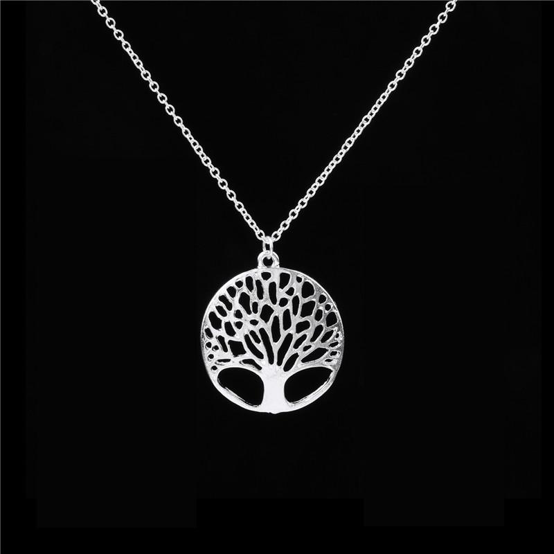 Collier arbre à souhaits circulaire creux, chaîne de pull, accessoires de bijoux de vie nordique