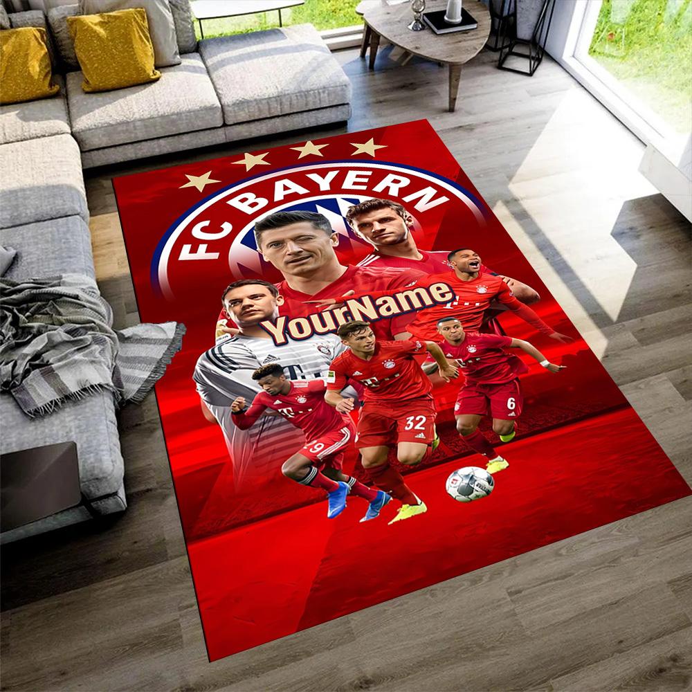 Bayern Munich Personalized Name Area Rug Perfect for Dormitory Hallway Balcony Playrooms Antislip Carpet Anime Office Decor Wedding Party Gift
