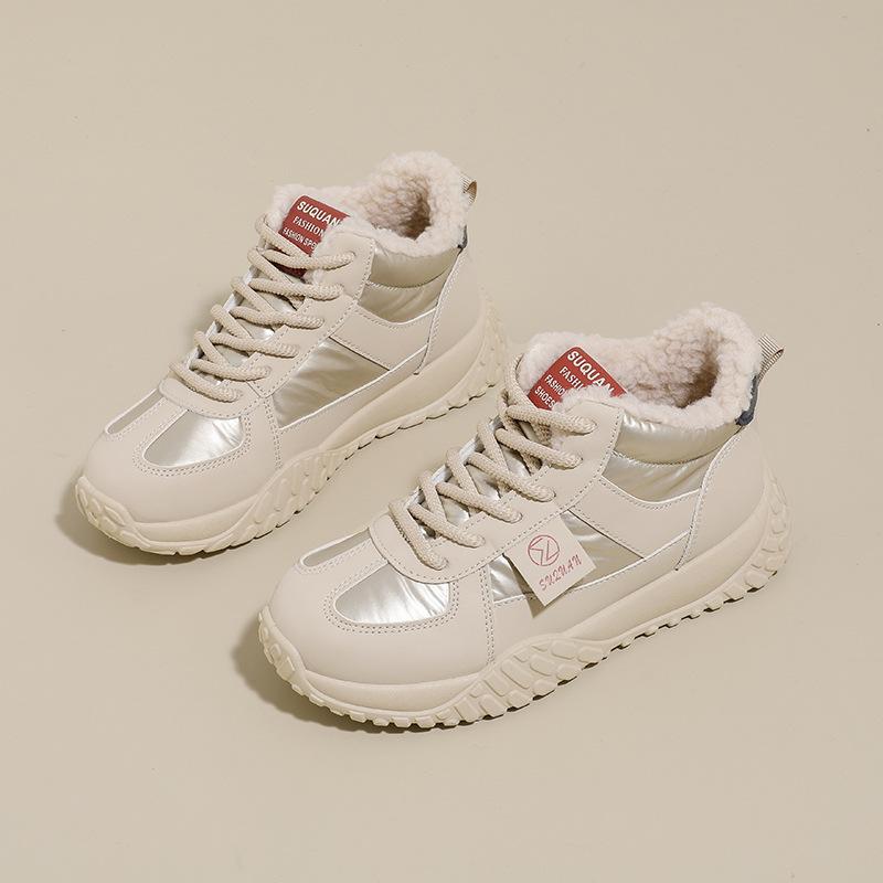 

Флисовые высокие зимние ботинки женские зимние новые студенческие утепленные повседневные ботинки хлопковые ботинки K 40 хаки