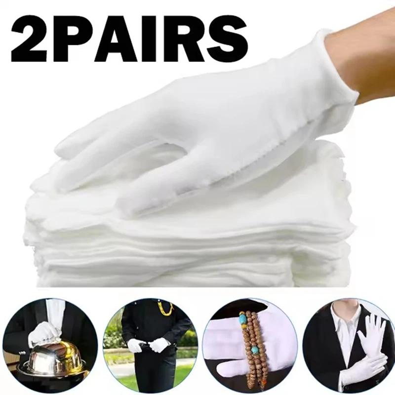 10Pcs White Cotton Work Gloves for Dry Hands Handling Film SPA Gloves Ceremonial High Stretch Gloves Household Cleaning Tools One Size