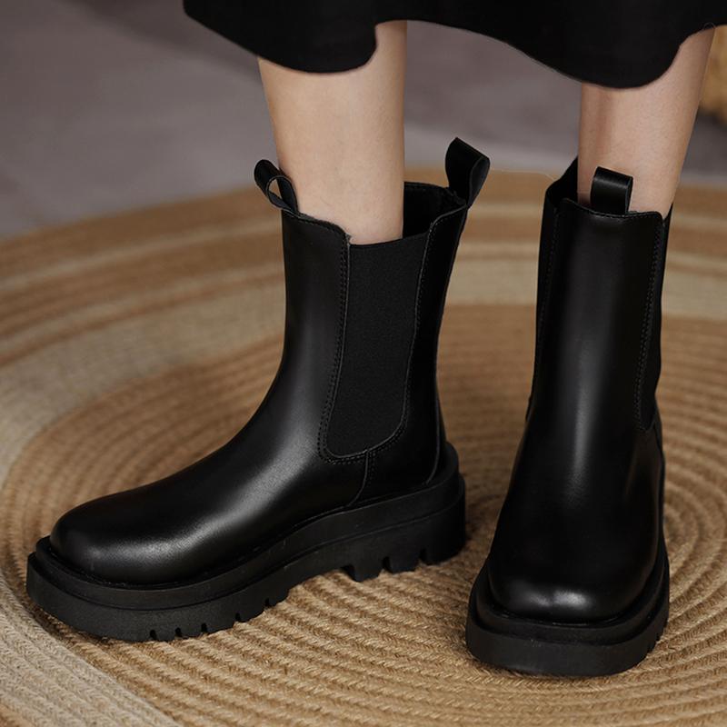 Buy 2022 Autumn Fashion Women Casual Boots Pu Leather Chelsea Platform