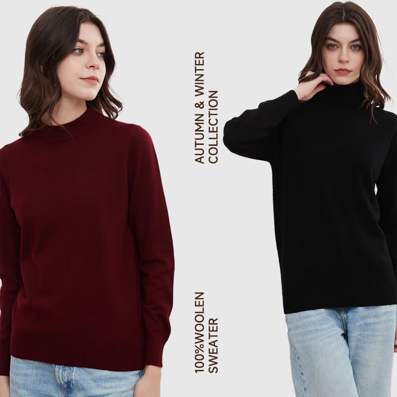 Hengyuanxiang Women's 120-Count Fine Spun Pure Wool Pullover Sweater