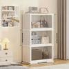 Clear Plastic Multi-Tier Storage Cabinet | Dustproof Floor-Standing Organizer with Transparent Shelves, Classic Style for Bedroom, Wardrobe, Office