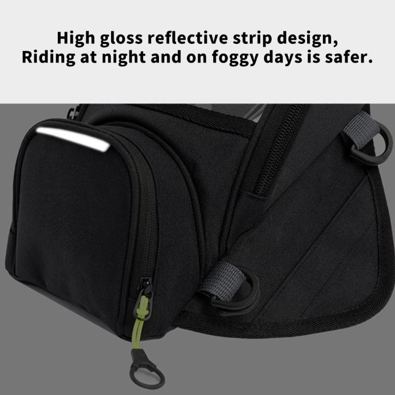 Waterproof Motorcycle Fuel Tank Bag With Touch Control Phone Pocket And Reflective Safety Strap for Night Riding