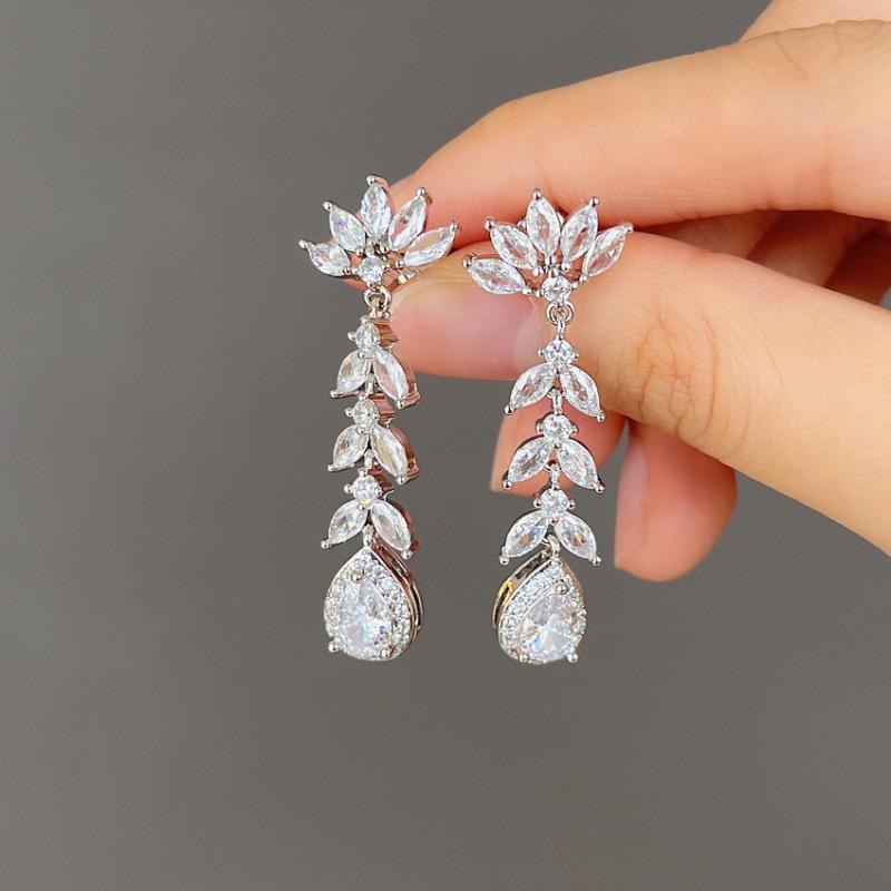 CAOSHI Cercei Pandantiv Cristal Strălucitor Femei Bijuterii de Logodnă cu Design Delicat Accesorii Grațioase pentru Ceremonia de Nuntă