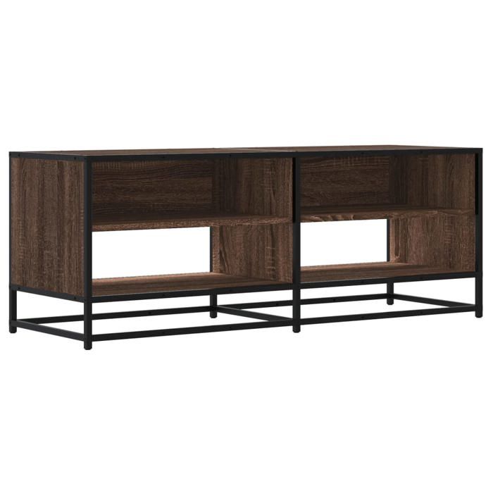 VidaXL Meuble TV chêne marron 120,5x40x46cm bois d'ingénierie et métal, banc TV, meuble hifi, centre de divertissement, 848893