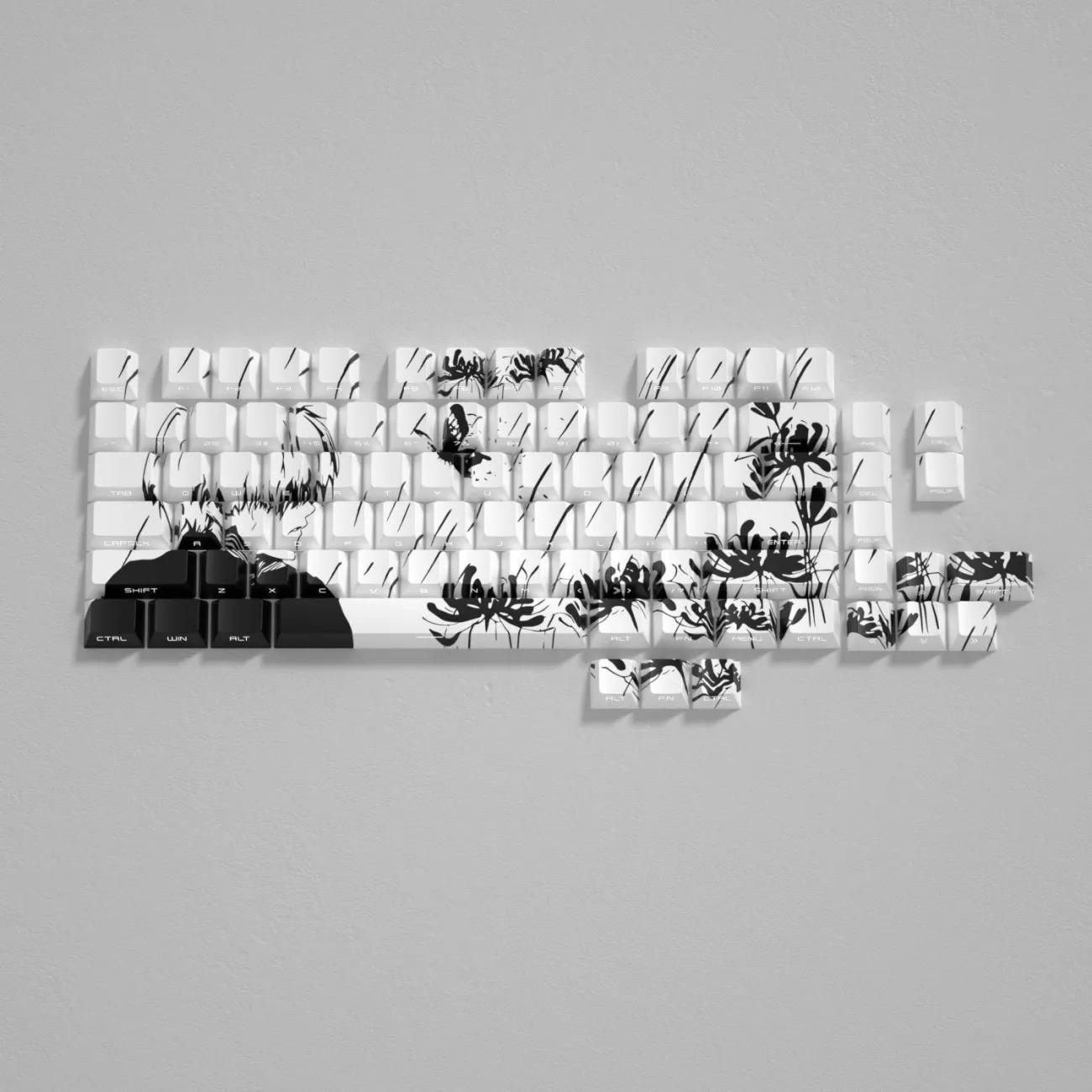 130 Toets Tokyo Ghoul Thema Kaneki Ken Keycaps Coole Key Cap PBT Cherry Profiel voor Cherry MX 61 63 64 68 87 104 Mechanisch Toetsenbord