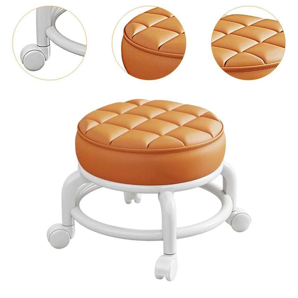 Low Roller Seat Stool Round Comfortable Low Noise Sturdy Pedicure Stool Swivel Chair for Salons Kitchen Office Home Barber Shop