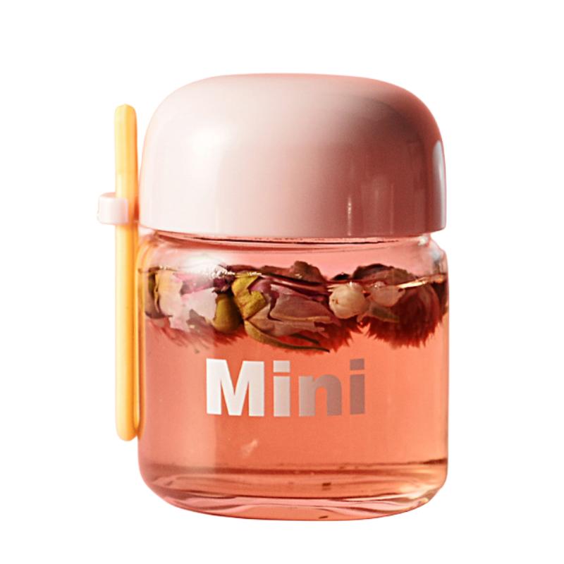 

Portable Glass Cup High Temperature Resistant Transparent Sealed Yogurt Bottle рожевий