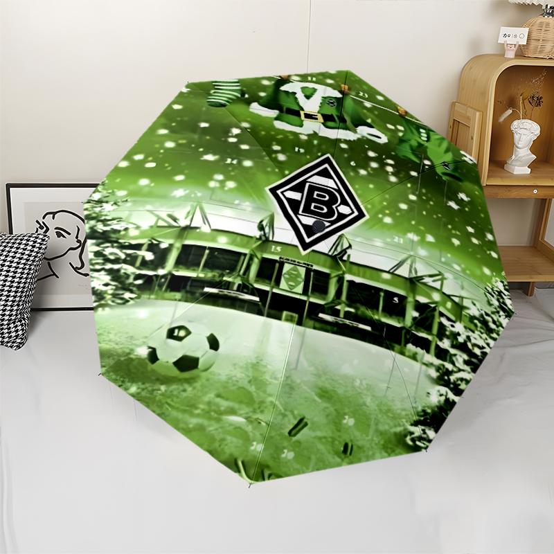 Borussia Monchengladbach logo Print Automatic Umbrella, 8 Rib Iron Frame, Plastic Handle, Suitable for Outdoor Travel &Daily , Ideal Gift
