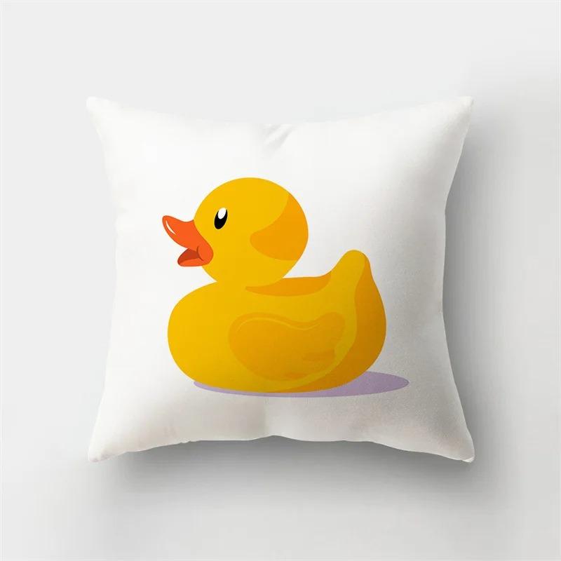 Yellow Cartoon Print Decorative Pillowcase Living Room Office Ornaments Home Pillowcase