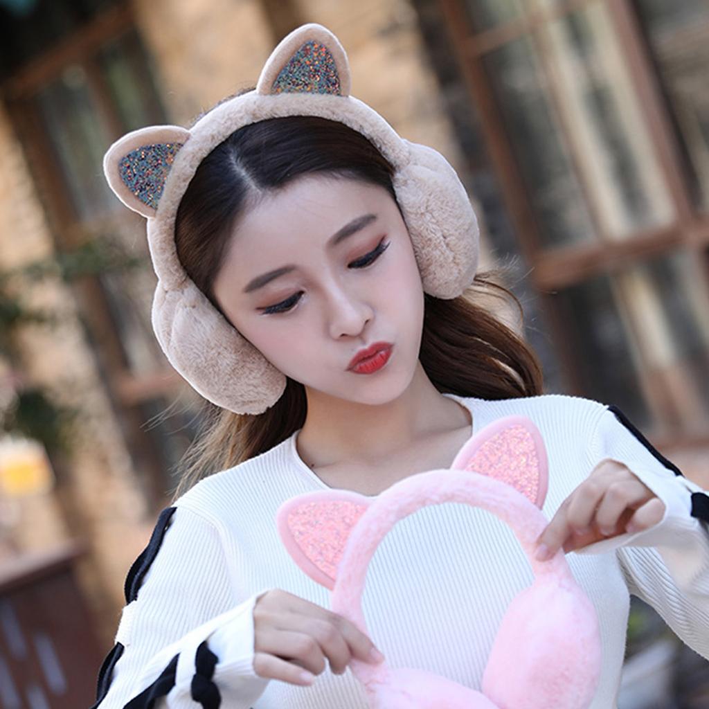 Cartoon Cat Ear Warm Ear Muffs for Adult Teens Thick Ear Covers for Warmth Cold Weather Winter Activity Ear Protectors