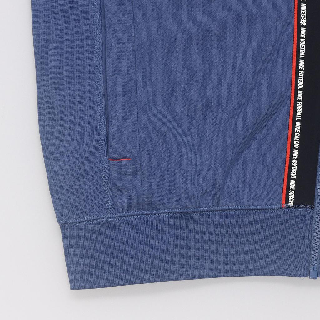 Nike Solid Logo Print Hoodie With Drawstring And Zipper Long Sleeve Men Tops Blue DH9684-410