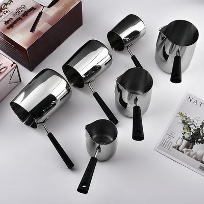 Coffee Milk Frothing Pitcher Jug Latte Art Cup 304 Stainless Steel Long Handle Anti-scalding Double-sided Scale Coffee Utensils