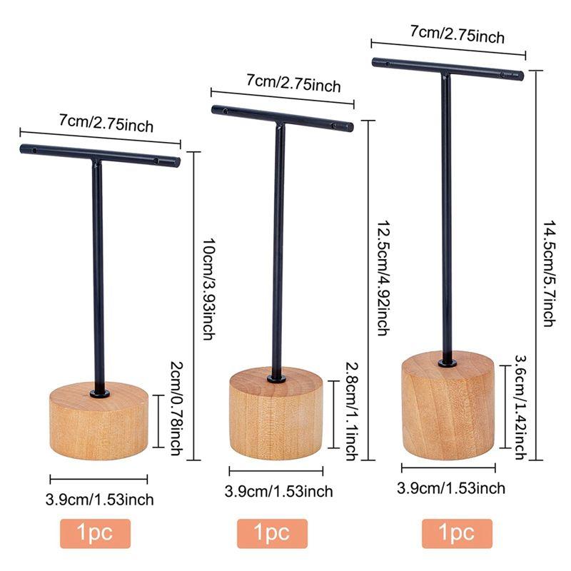 

BHBL 3Pcs T Bar Earring Display Stand with Wooden Base Jewelry Holders Hanging Jewelry Organizer for Photography Props A China Mainland
