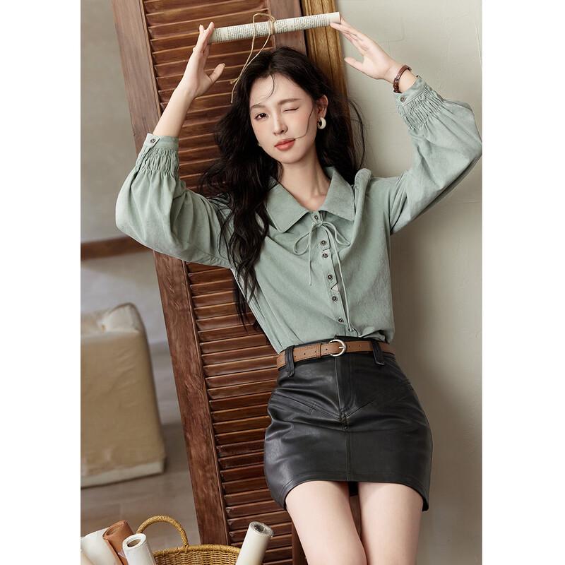 MiXiu Women s Chic French Lapel Blouse S