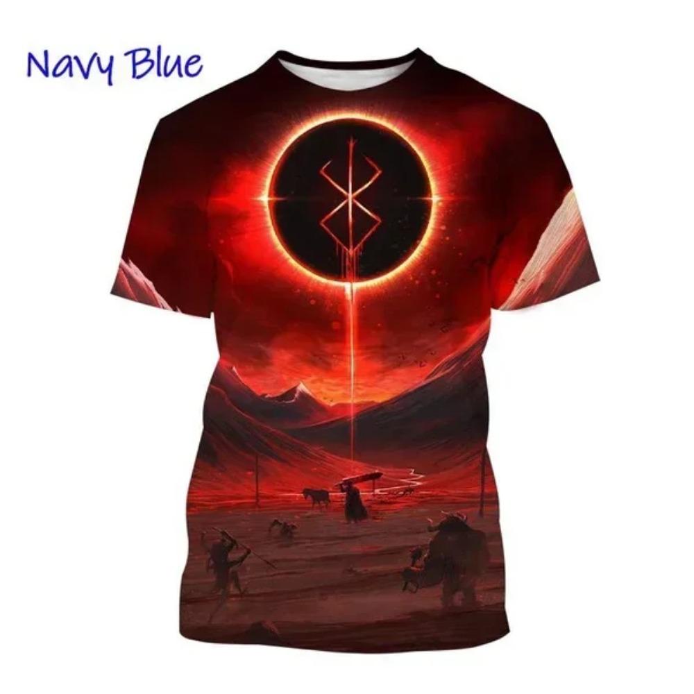 Anime Berserker 3D Printing  Anime Casual Street Style Hip Hop Short Sleeve Man