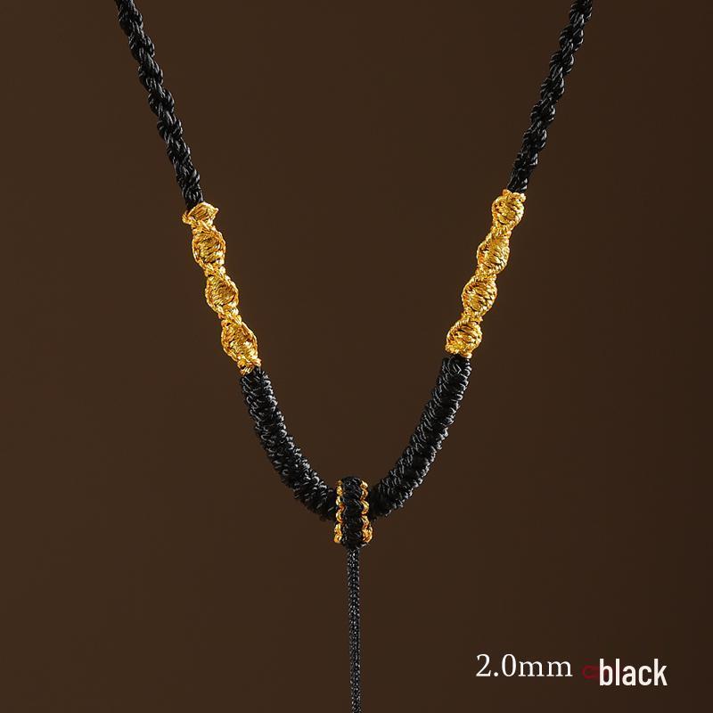 Hand-Woven Black Jadeite Gold Pendant Rope for Men & Women