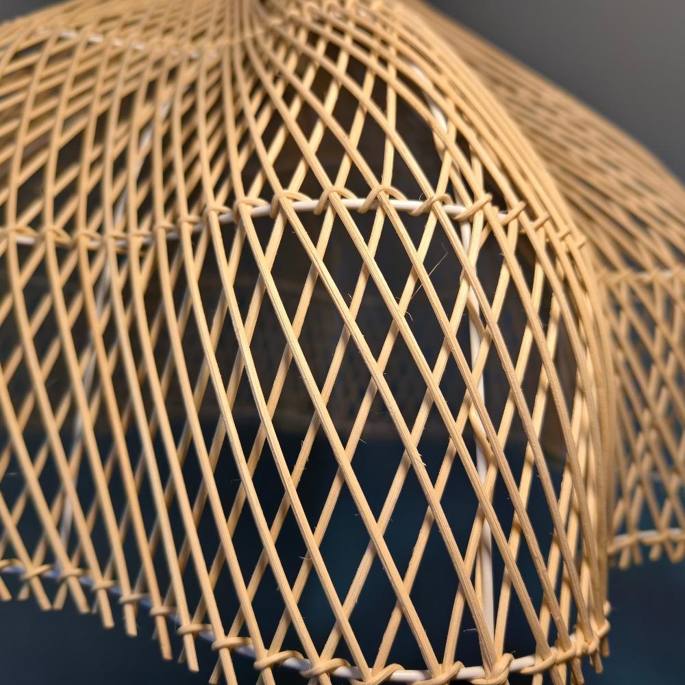 JOYINLED Bohemian Handmade Rattan Decorative Pendant Light Creative Shaped Lampshade 60cm for Living Room Bedroom Dining Room