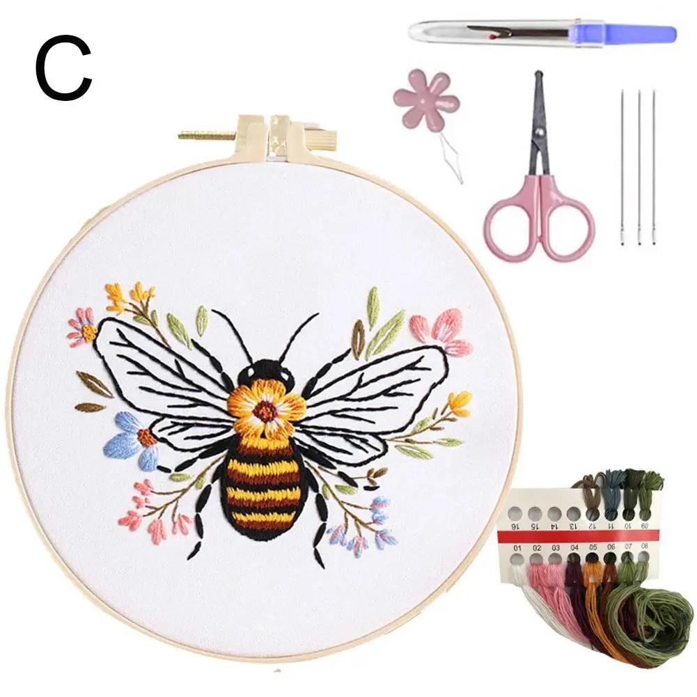 New Best Selling Embroidery Honeybee Diy Material Kit Printed Sewing Patterns Crafting Handmade Supplies Package 3d L6b3