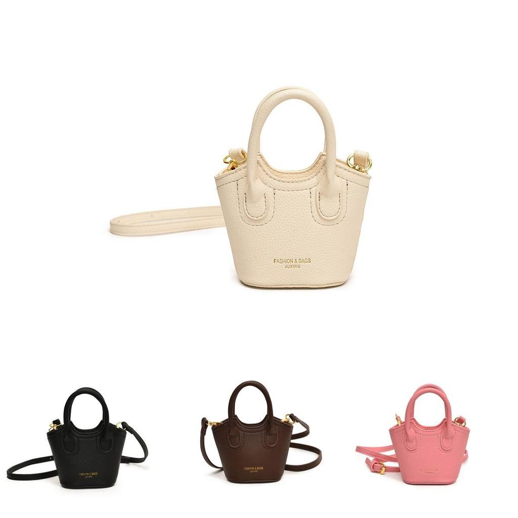Pu Leather Chic Mini Water Bucket Bag For Kids In Adorable Colors Outings Daily