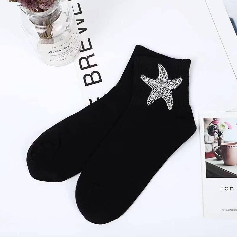 New Rhinestone Decorative Socks, Fashionable Diamond Sparkling Socks, Cute Cartoon Animal Pattern Comfortable Low Cut Socks