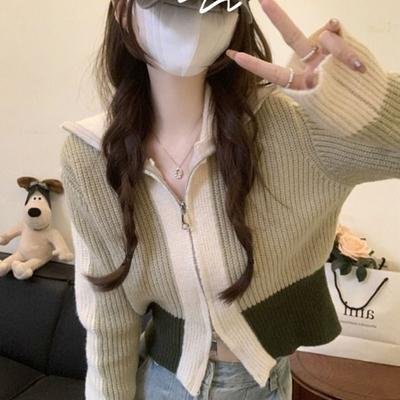 Loose Cardigan Sweater Spring and Autumn Design Sense Small Long Sleeve Knitted Cardigan Short Niche Unique Top Sweater Women