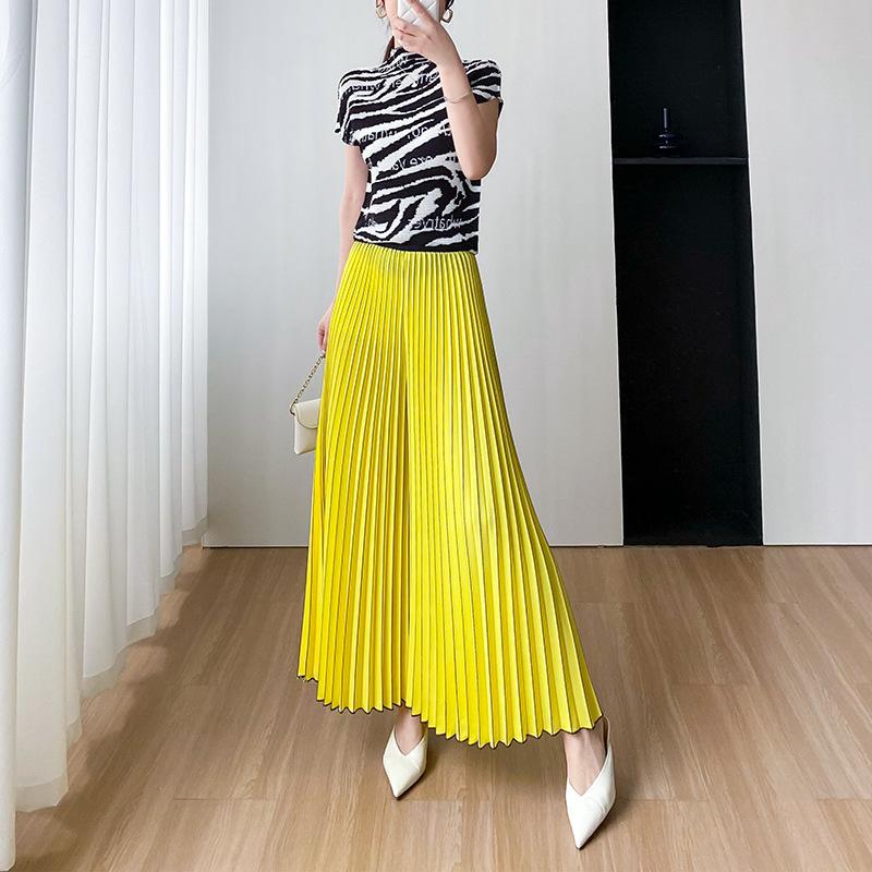 Pantaloni gonna comodi casual larghi a gamba larga da donna, estivi, design plissettato con effetto fluttuante