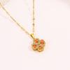 Necklace Light Luxury High Sense Niche Titanium Steel Necklace Trendy Brand Four-leaf Clover Rotatable Temperament Versatile Zircon Necklace Women