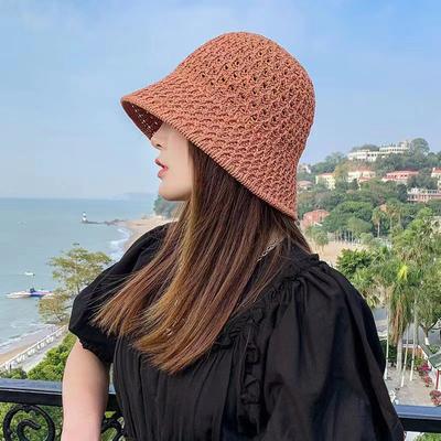 Sombrero para el sol para niña, sombreros de verano flexibles de ala ancha para mujer, sombrero de cubo tejido con cúpula de paja de Panamá para playa, sombrero de sombra para mujer, sombreros para mujer