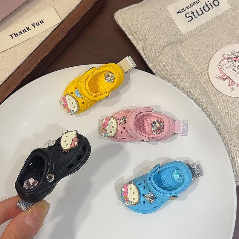 Hello Kitty Duckbill Hair Clips Creative Pink Diamond Slippers Hair Clips Women'S Luxury Side Clip Hair Accories Hairpins