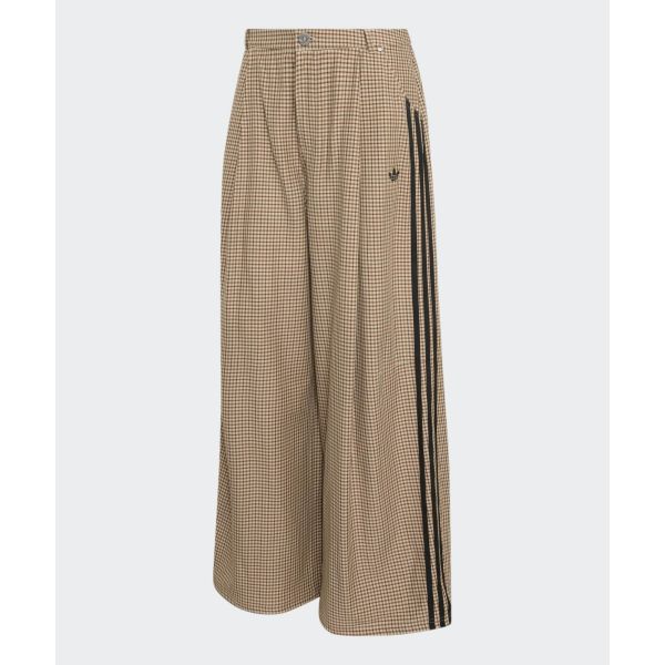 adidas מכנסיים קז'ואל ספורט משובצים רטרו בצבעים מנוגדים ופסים לנשים LE8309