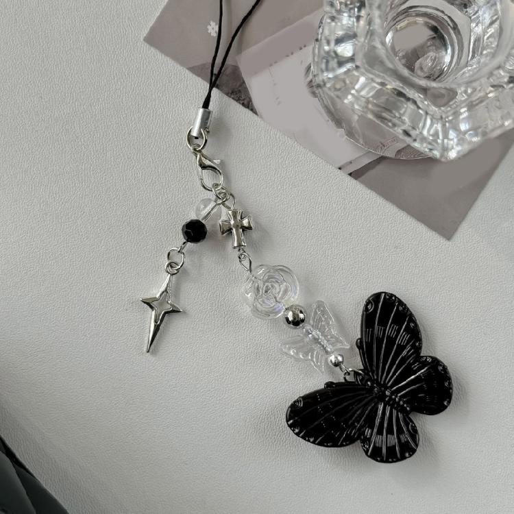 Beautiful Butterfly Phone Ornament Keychain Colorful Butterfly Pendant Phone Chain Accessory Pendant for Keys Backpacks