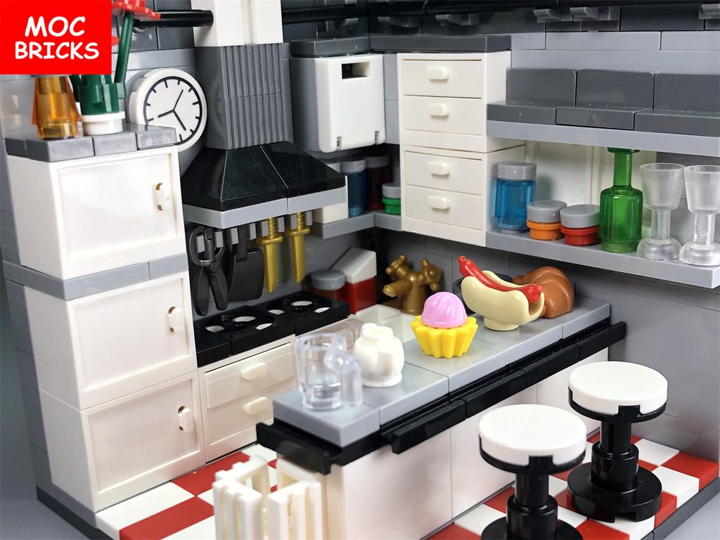 Set MOC Steine Heimdekoration DIY Kochbereich Bausatz Lebensmittel Lernfokus Konstruktionsbausteine Spielfiguren ideal für Kinder Weihnachtsgeschenke