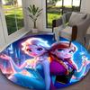 1pc Digital Printed Chair Rug for Home Office Use, Elsa And Anna Frozen Purple Sparkle Carpet Appropriate for All Seasons, Soft Round Carpet