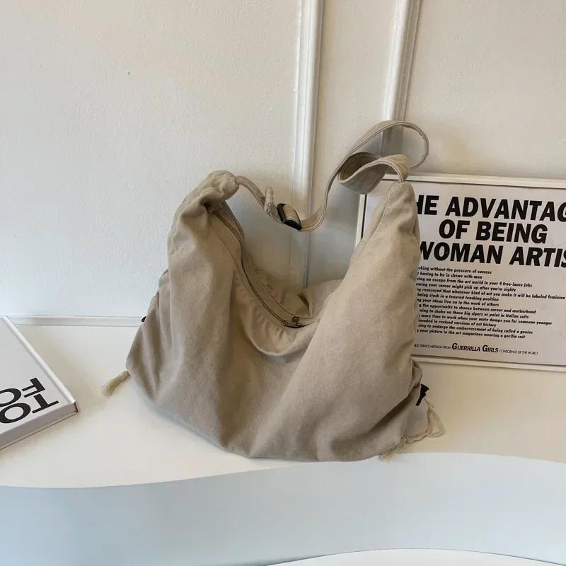 

Large Capacity Fashion Canvas Shoulder Bag For Women College Student Book Bag Travel Shopping Crossbody Bag School MessengerBag