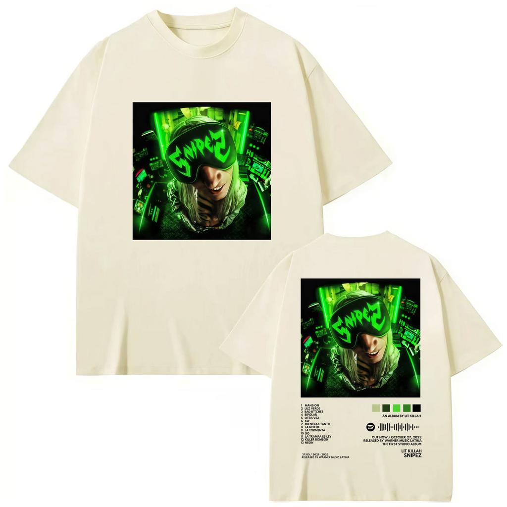 Rapper Lit Killah Album Double Sided Graphic T Shirts Hip Hop Fashion Short Sleeve T-shirt Men Women Oversized T-shirts
