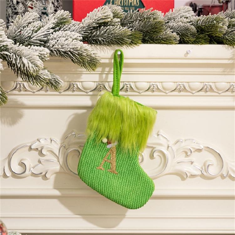 Stylish Embroidered Alphabets Christmas Stocking Knitted Festival Sock for Children Multicolors Holiday Stockings