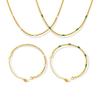 New Personal Luxury Gold Color Stainless Steel Emerald Necklace for Women Charm Green Crystal Bride Party Collar Jewelry No Fade