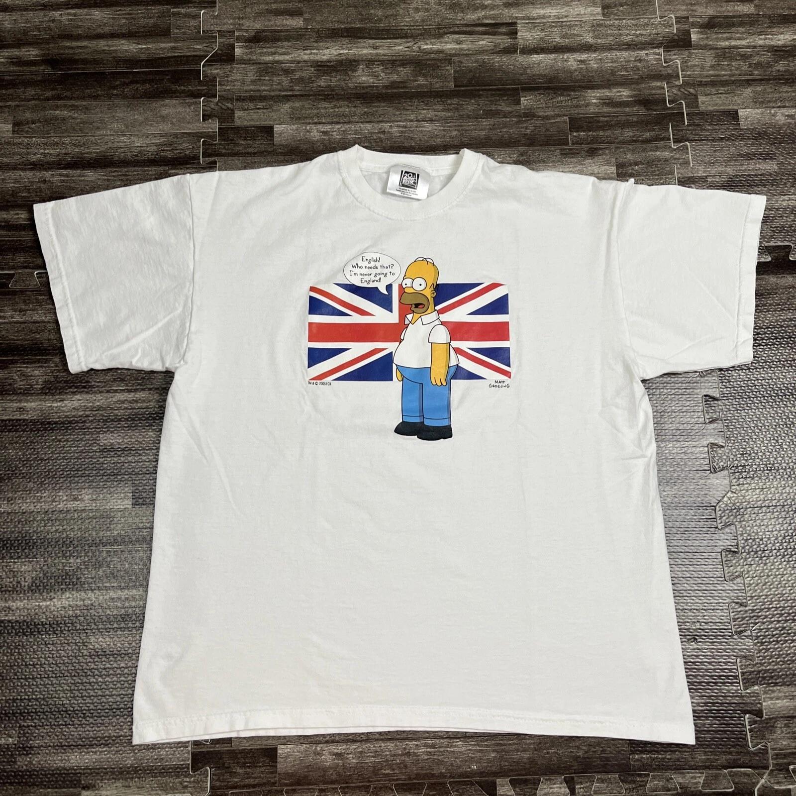 

Vintage Simpsons Homer Shirt English Who Needs That Tshirt White XL Retro Y2K XL