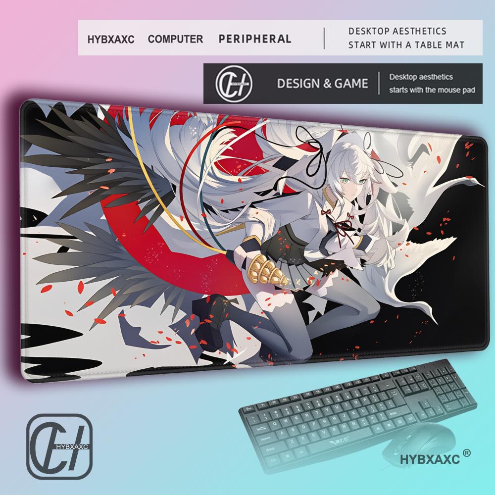 HYBXAXC Japanese Anime Gothic Girl with Red Umbrella MousePad Mechanical Aesthetic Gaming DeskMat Waterproof Lockedge Pad