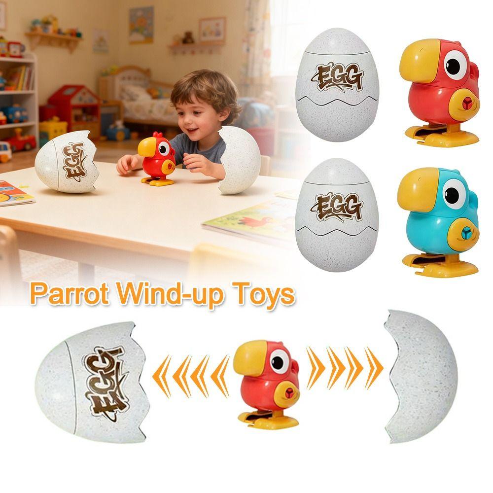 Cartoon Clockwork Animal Jumping Egg Toy Walking Parrot Kids up Chain Animal Running Egg Toys