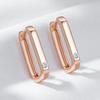 Fashion Glossy  Rose Gold Square Hoop Earrings For Women Natural Zircon Accessories High Quality Daily Fine Jewelry