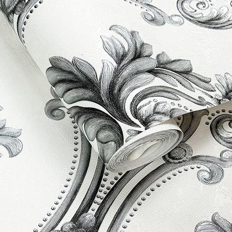 3d Embossed Damask Wallpaper Bedroom Living Room Background Floral Wallpaper Home Decor nero