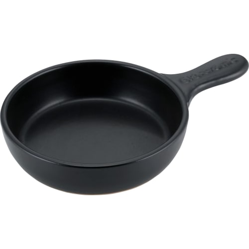 Kakusee Ceramic Skillet, 16cm x 3.5cm Deep, for Stewing, Microwave, Grilling, and Oven Use, Authentic Ceramic Plate, Grace Lamic, GC-08, Black