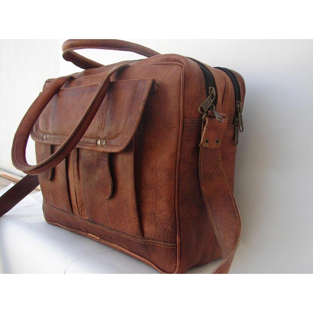 New Men's Great Genuine Vintage Leather Messenger Laptop Briefcase Satchel Bag