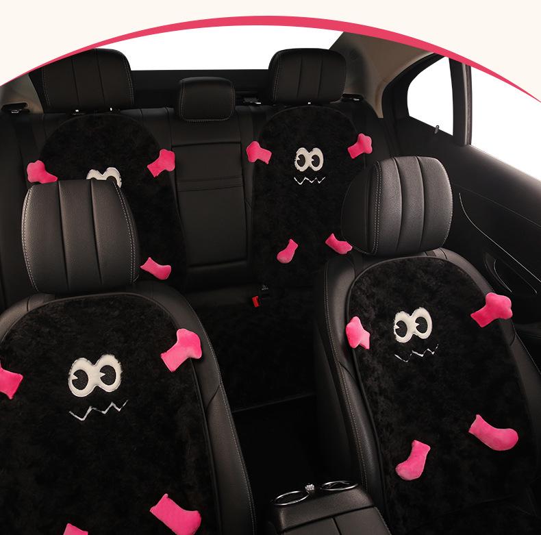Coussin de siège d'hiver en peluche noire à grands yeux pour Changan CS35, CS55PLUS, CS75