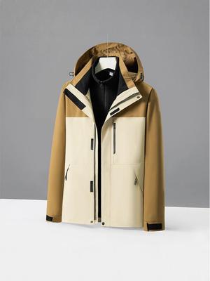 Men's & Women's Three-in-One Hooded Outdoor Jacket - Autumn/Winter Color Block Coat