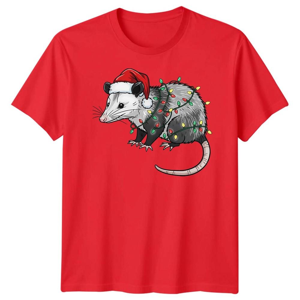 

Opossum Christmas Lights Holidays Mens T-Shirt Womens Graphic Tee Funny Animal XL