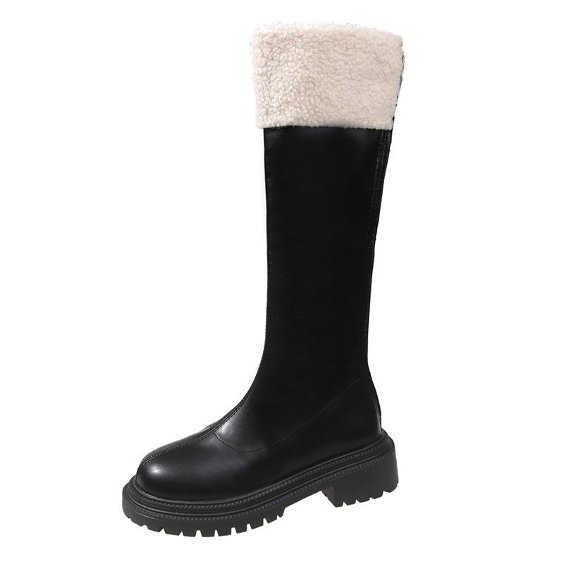 Winter Plüsch Frauen Kniehohe Stiefel 2024 Neue Mode Zurück Reißverschlüsse Damen Elegante Warme Baumwolle Lange Booties frauen Schuhe